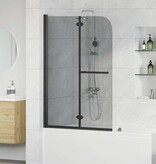 VidaXL Douche Omhulsel Zwart 120 x 140 cm ESG-glas en aluminium