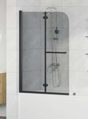 VidaXL Douche Omhulsel Zwart 120 x 140 cm ESG-glas en aluminium