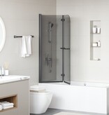 VidaXL Douche Omhulsel Zwart 120 x 140 cm ESG-glas en aluminium