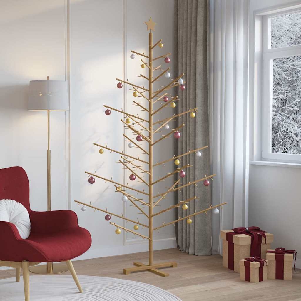 VidaXL Houten kerstboom met standaard Bruin 210 cm Massief grenenhout