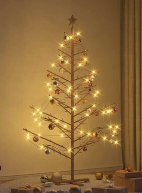 VidaXL Houten kerstboom met standaard Bruin 180 cm Massief grenenhout