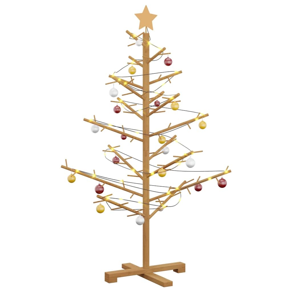 VidaXL Houten kerstboom met standaard Bruin 125 cm Massief grenenhout