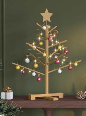 VidaXL Houten kerstboom met standaard Bruin 75 cm Massief grenenhout