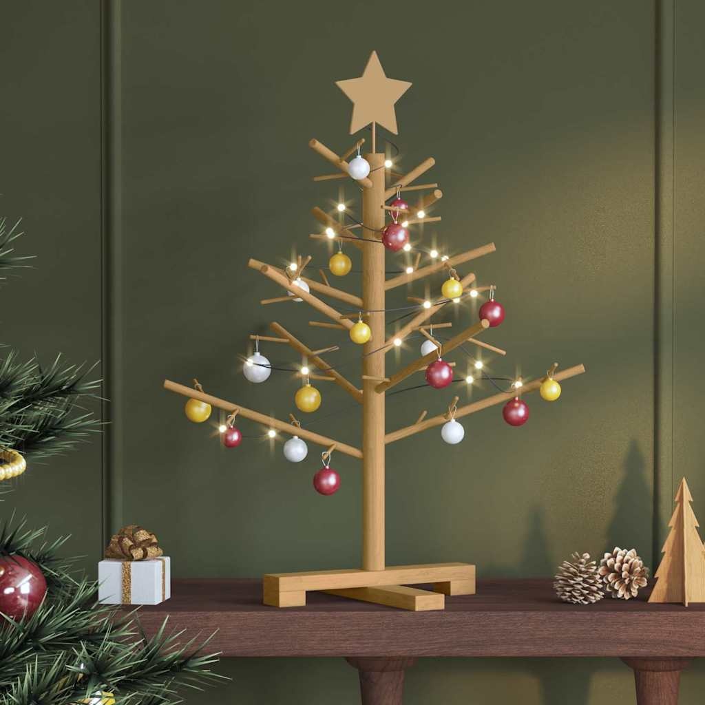 VidaXL Houten kerstboom met standaard Bruin 75 cm Massief grenenhout