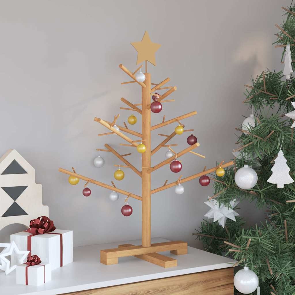 VidaXL Houten kerstboom met standaard Bruin 75 cm Massief grenenhout