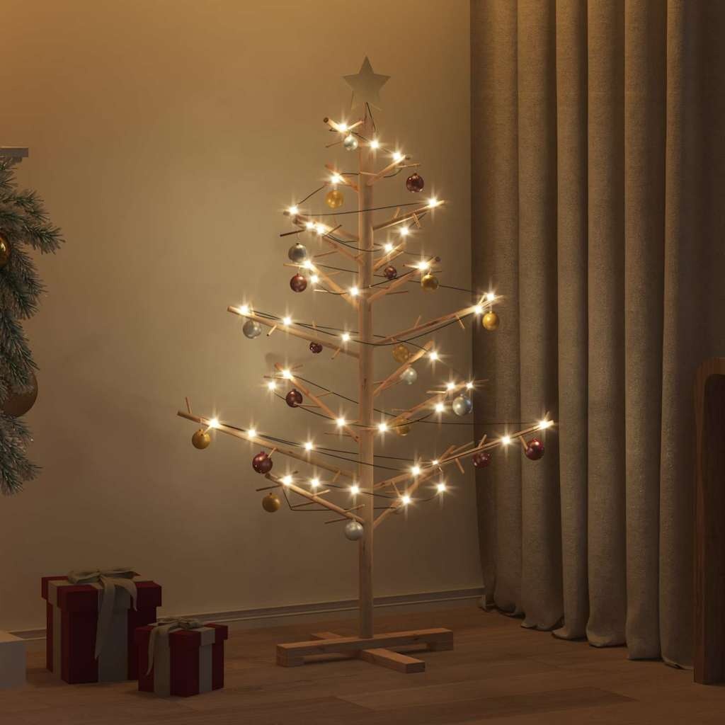 VidaXL Houten kerstboom Naturel 125 cm Massief grenenhout