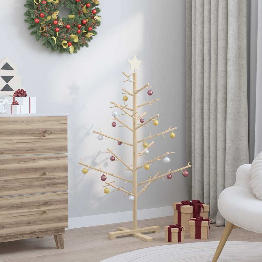 VidaXL Houten kerstboom Naturel 125 cm Massief grenenhout