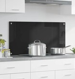 VidaXL Keuken Achterwand Zwart 100 x 50 x 0,8 cm gehard glas