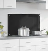 VidaXL Keuken Achterwand Zwart 90 x 50 x 0.8 cm gehard glas