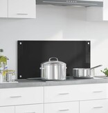 VidaXL Keuken Achterwand Zwart 90 x 40 x 0,8 cm gehard glas