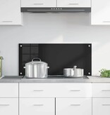 VidaXL Keuken Achterwand Zwart 90 x 40 x 0,8 cm gehard glas