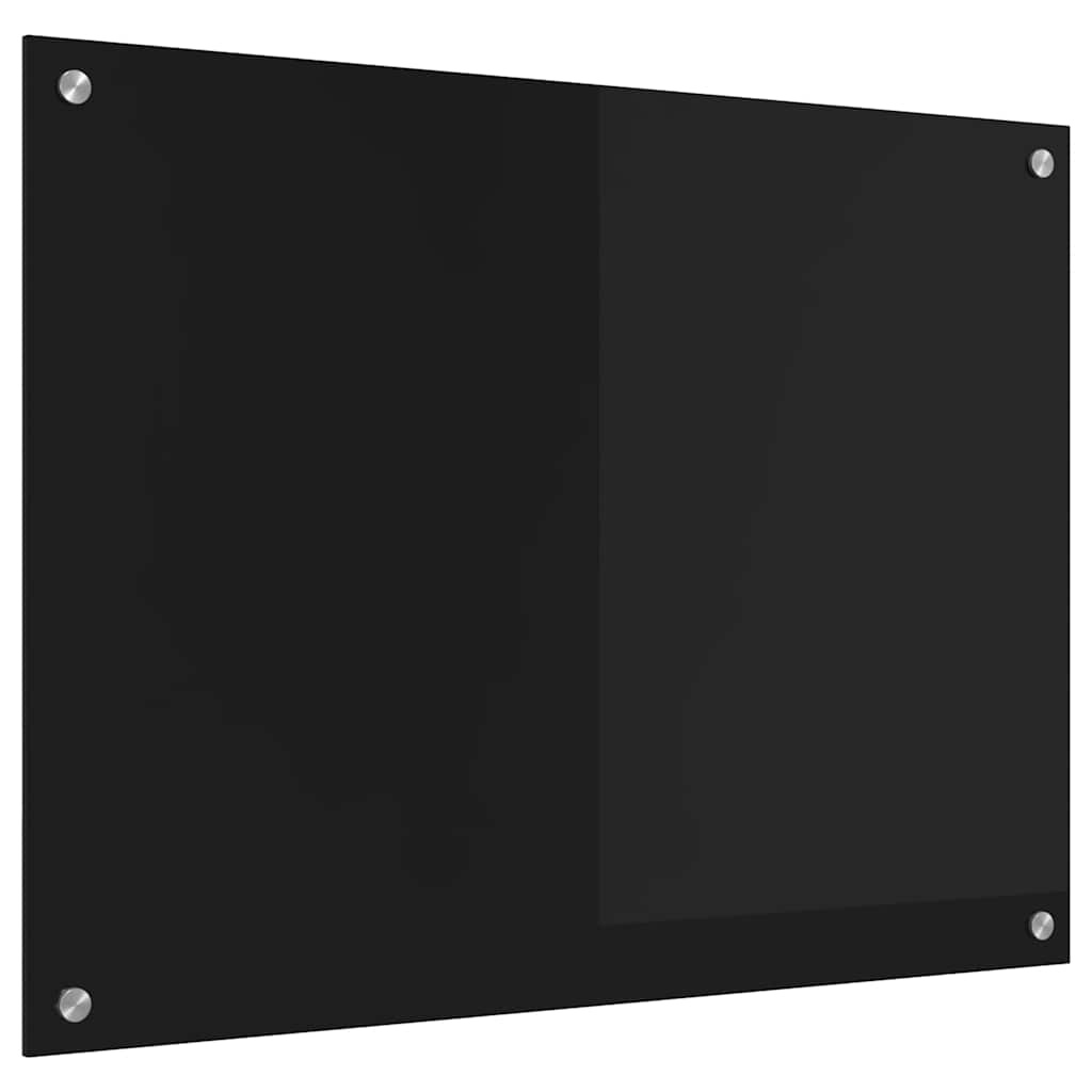VidaXL Keuken Achterwand Zwart 80 x 60 x 0.8 cm gehard glas