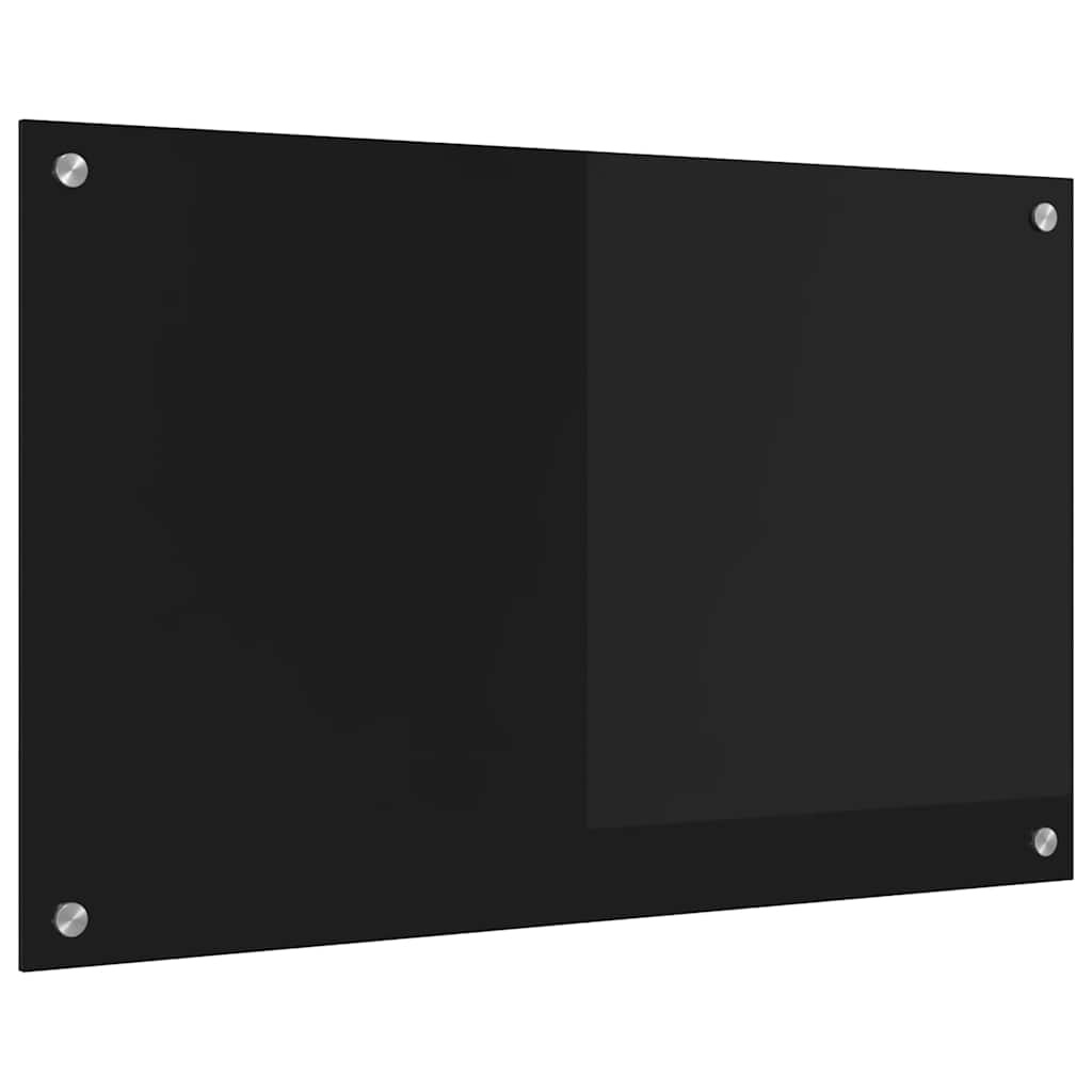 VidaXL Keuken Achterwand Zwart 80 x 50 x 0.8 cm gehard glas