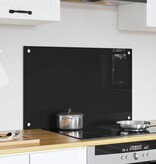 VidaXL Keuken Achterwand Zwart 80 x 50 x 0.8 cm gehard glas