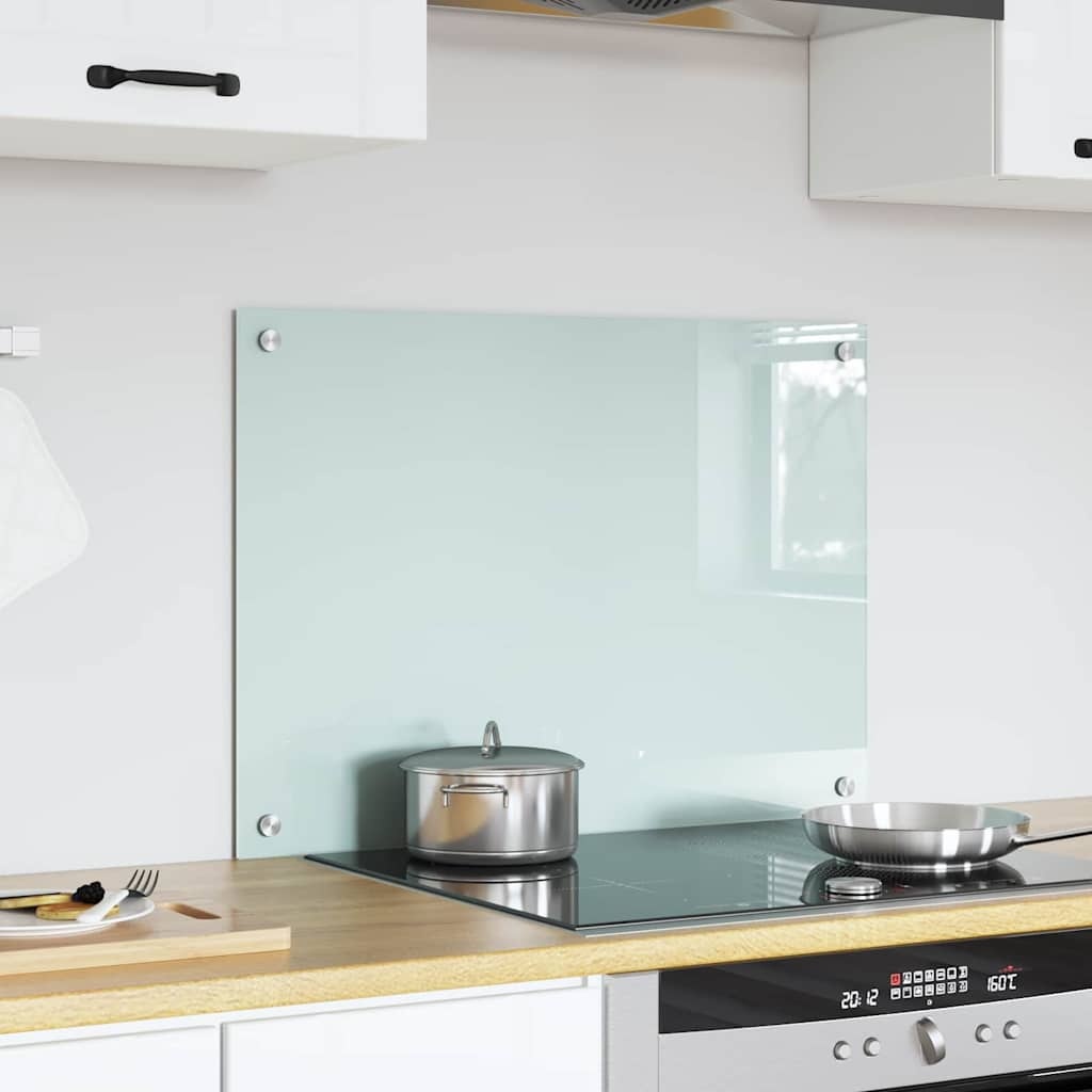 VidaXL Keuken Achterwand Wit 70 x 50 x 0.8 cm gehard glas