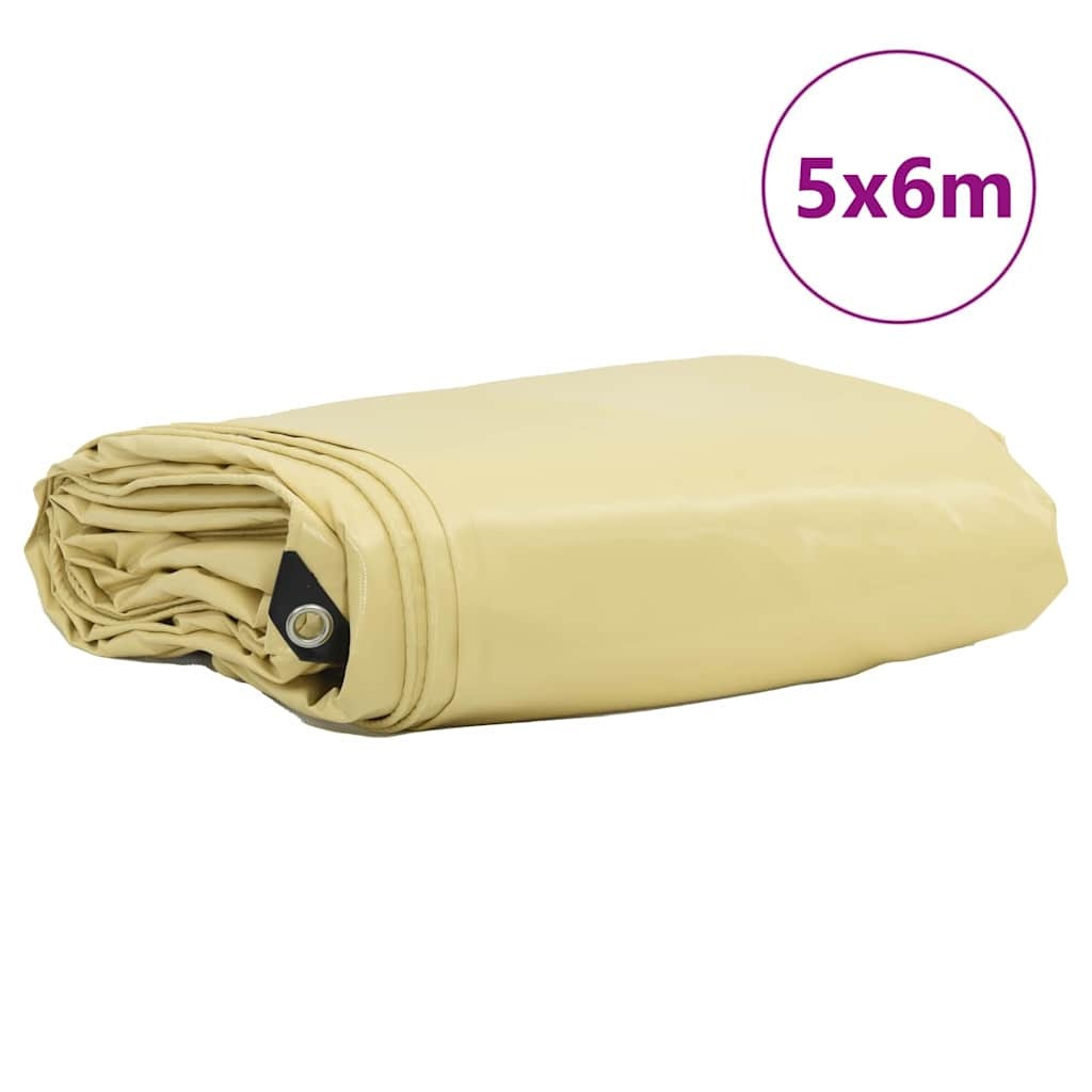 VidaXL Zeil 650g / m² Beige 5 x 6 m Canvas met PVC-coating