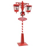 VidaXL Kerststraatlamp met 2 lantaarns Rood 40,5 x 80 x 188 cm