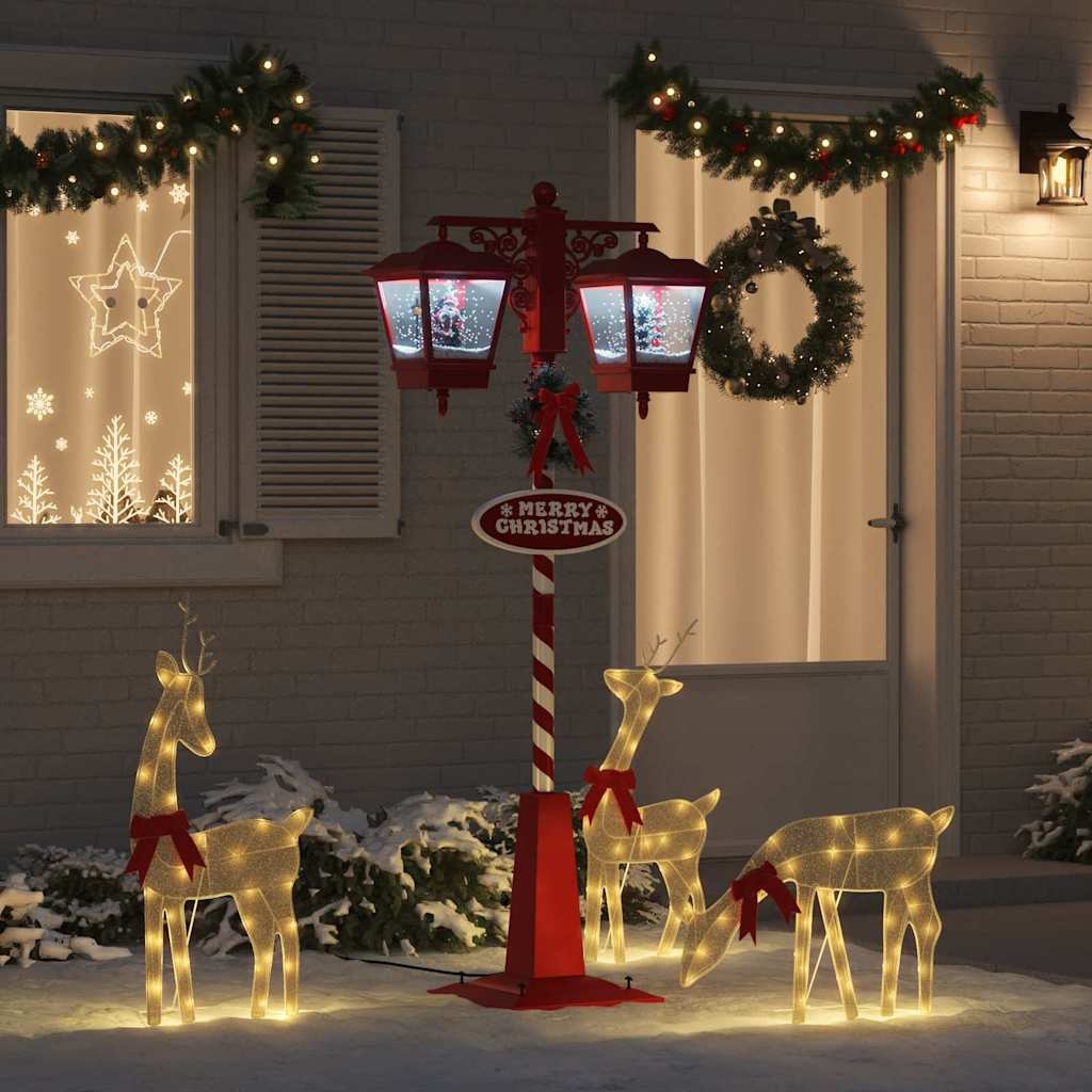 VidaXL Kerststraatlamp met 2 lantaarns Rood 40,5 x 80 x 188 cm