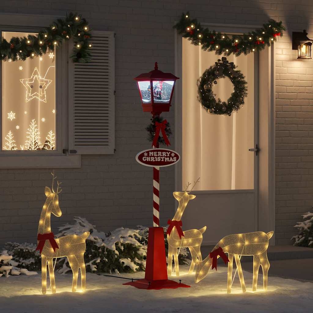 VidaXL Kerststraatlamp met lantaarn Rood 40,5x40,5x180cm Kunststof