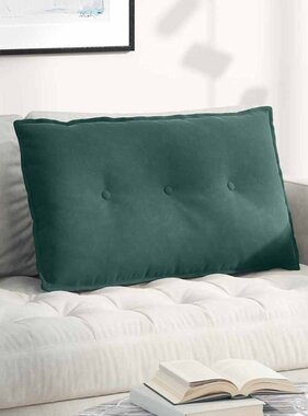 VidaXL Rugkussen Donkergroen 80 x 50 cm Katoen Stof