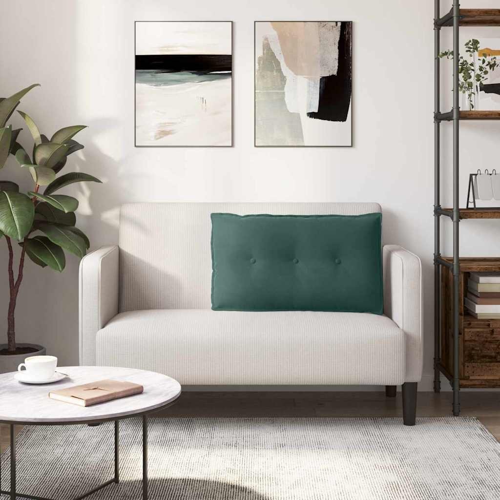 VidaXL Rugkussen Donkergroen 80 x 50 cm Katoen Stof