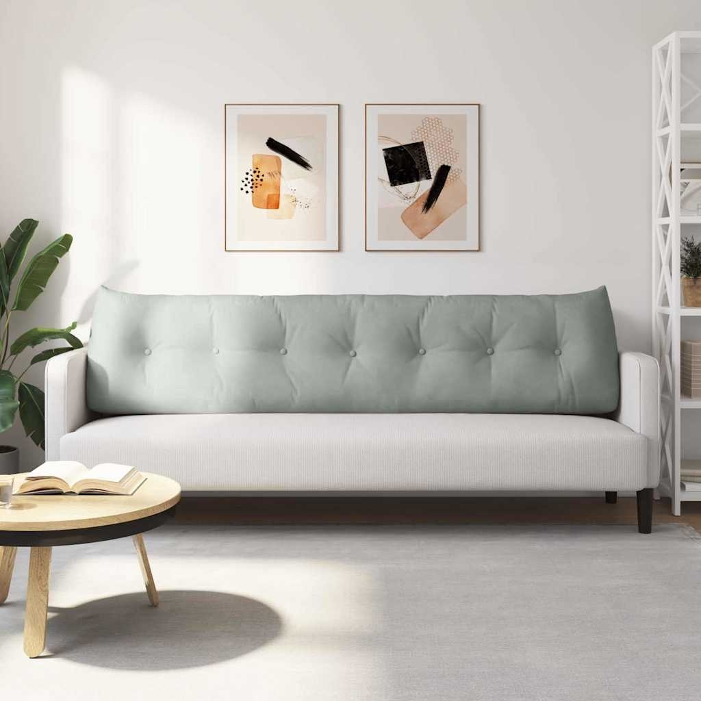 VidaXL Rugkussen Lichtgrijs 200 x 24 x 50 cm Fluweel