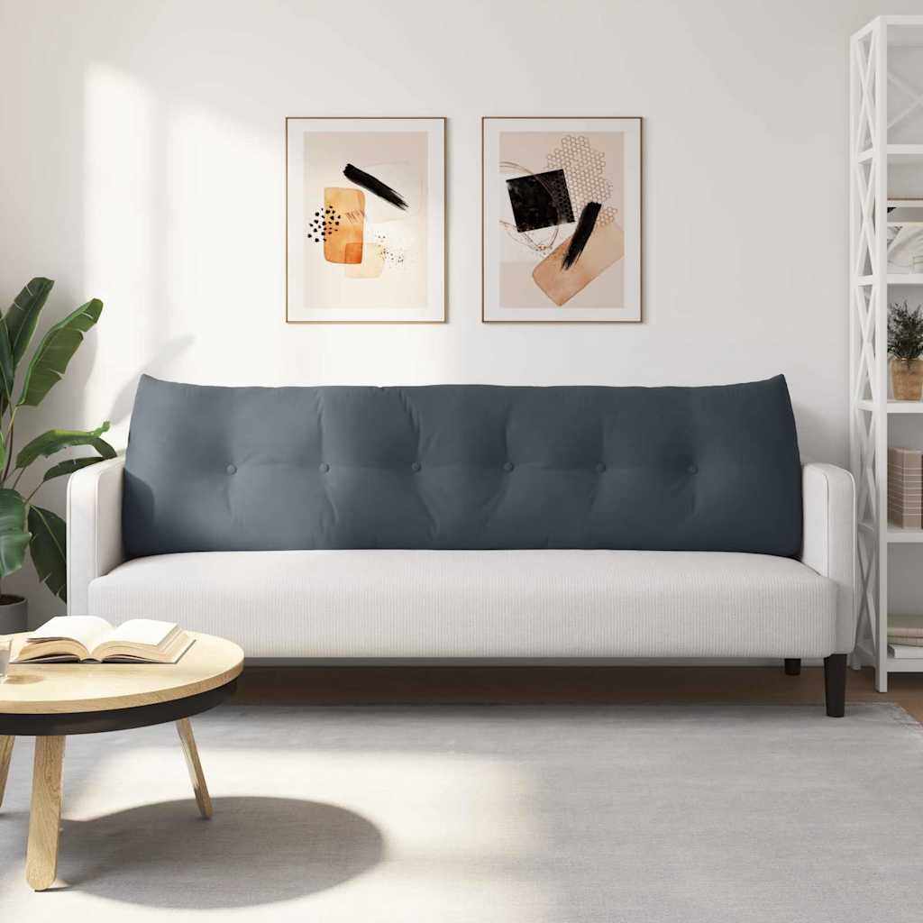 VidaXL Rugkussen Donkergrijs 180 x 24 x 50 cm Fluweel
