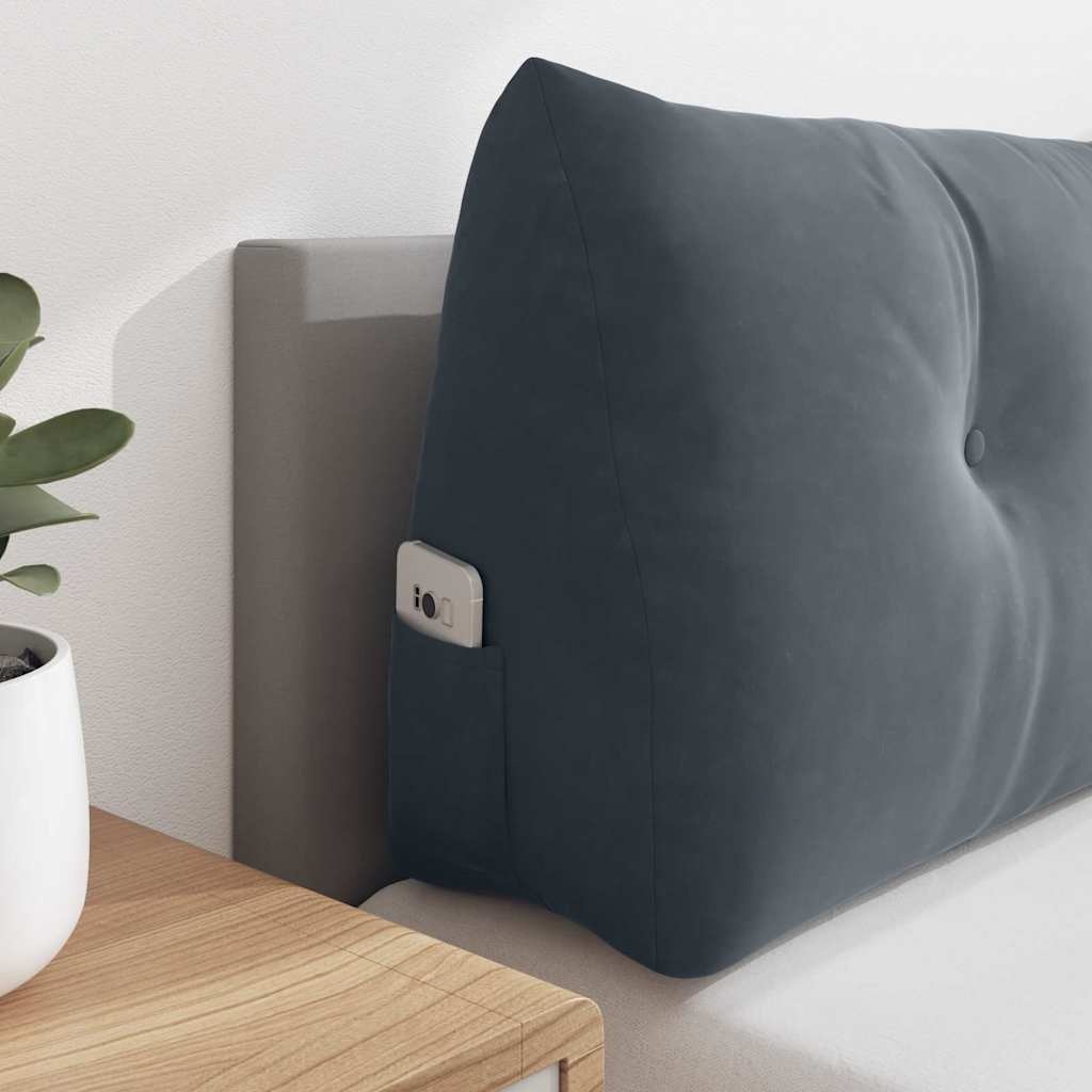 VidaXL Rugkussen Donkergrijs 180 x 24 x 50 cm Fluweel