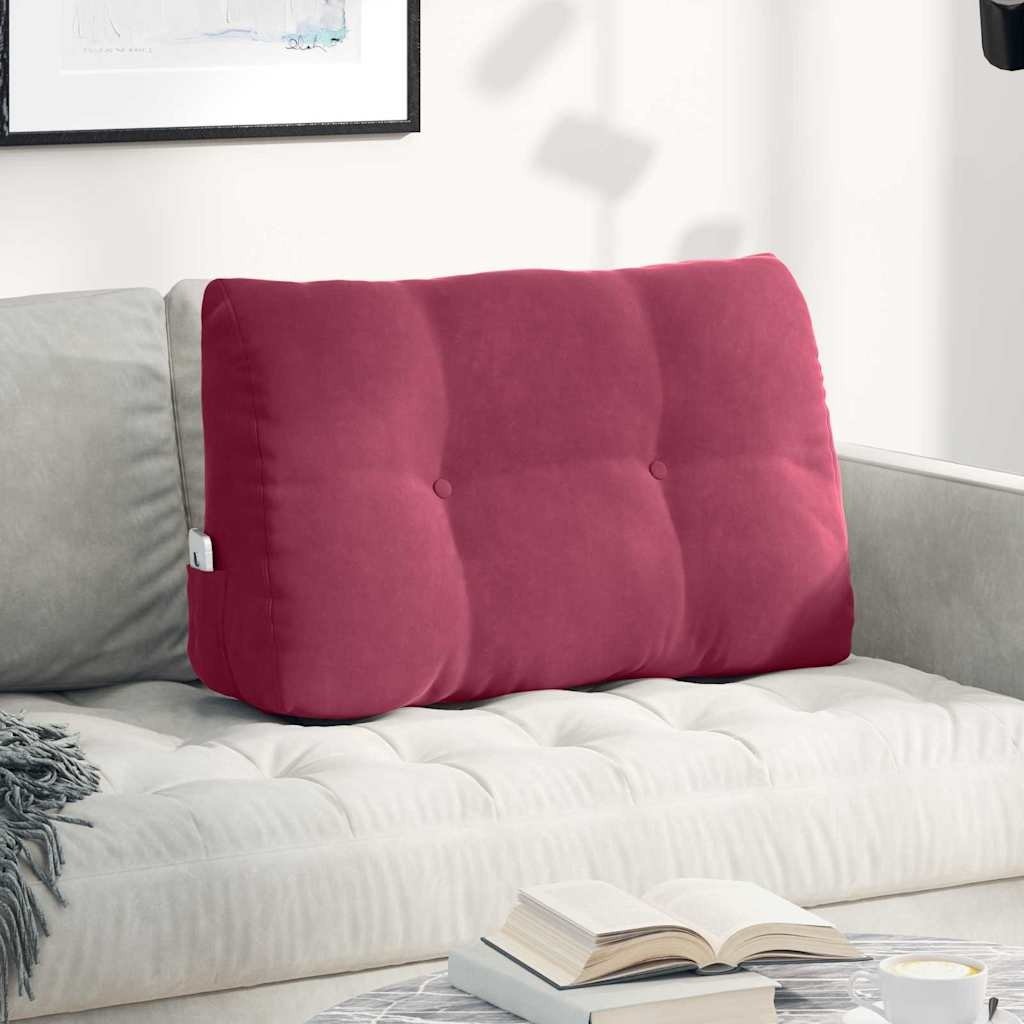 VidaXL Rugkussen Wijnrood 80 x 24 x 50 cm Fluweel