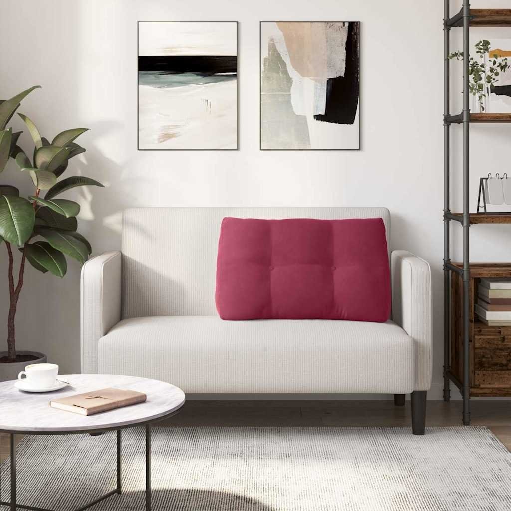 VidaXL Rugkussen Wijnrood 80 x 24 x 50 cm Fluweel