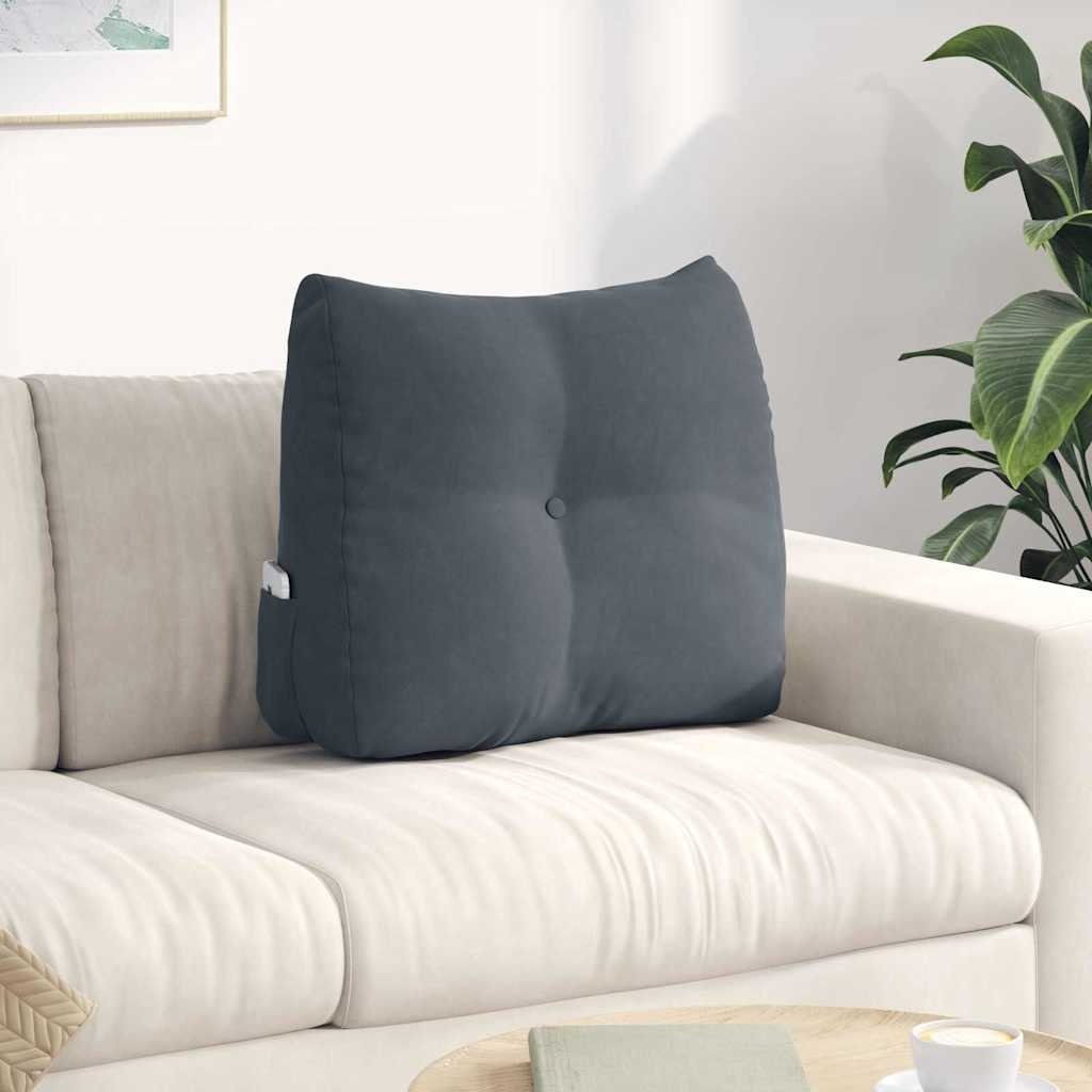 VidaXL Rugkussen Donkergrijs 60 x 24 x 50 cm Fluweel