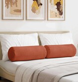 VidaXL Bolster Kussens 2 pcs Rood-oranje Ø 25 x 70 cm Katoen Stof