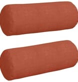 VidaXL Bolster Kussens 2 pcs Rood-oranje Ø 25 x 70 cm Katoen Stof