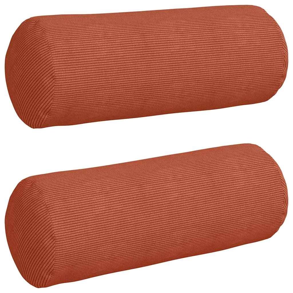 VidaXL Bolster Kussens 2 pcs Rood-oranje Ø 25 x 70 cm Katoen Stof