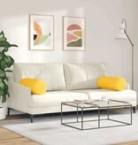 VidaXL Bolster Kussens 2 pcs Lichtgeel Ø 25 x 70 cm Katoen Stof