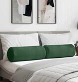 VidaXL Bolster Kussens 2 pcs Donkergroen Ø 25 x 70 cm Katoen Stof