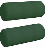 VidaXL Bolster Kussens 2 pcs Donkergroen Ø 25 x 70 cm Katoen Stof