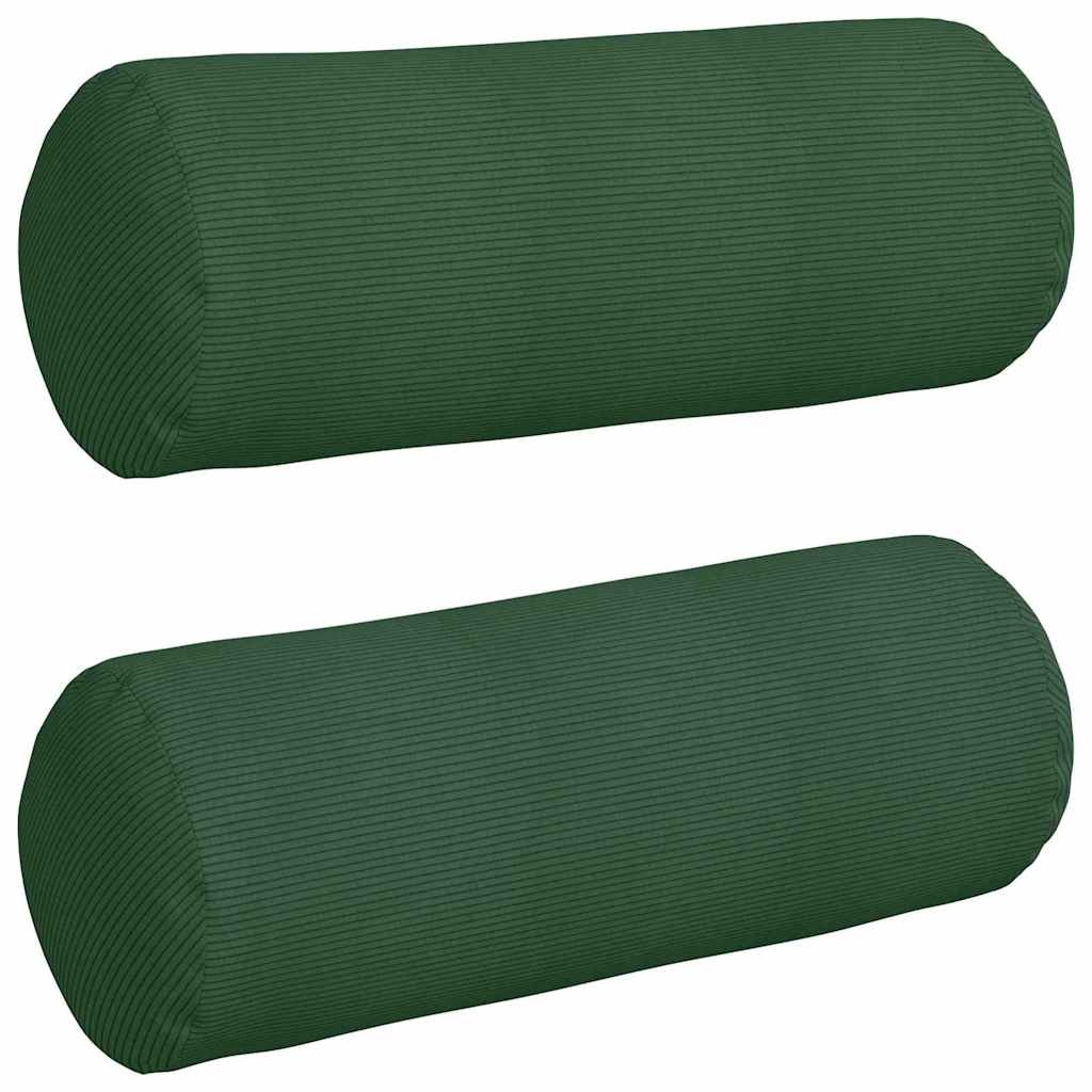 VidaXL Bolster Kussens 2 pcs Donkergroen Ø 25 x 70 cm Katoen Stof
