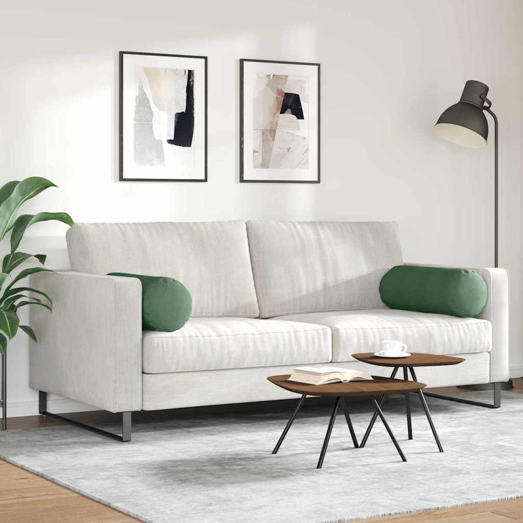 VidaXL Bolster Kussens 2 pcs Donkergroen Ø 25 x 70 cm Katoen Stof