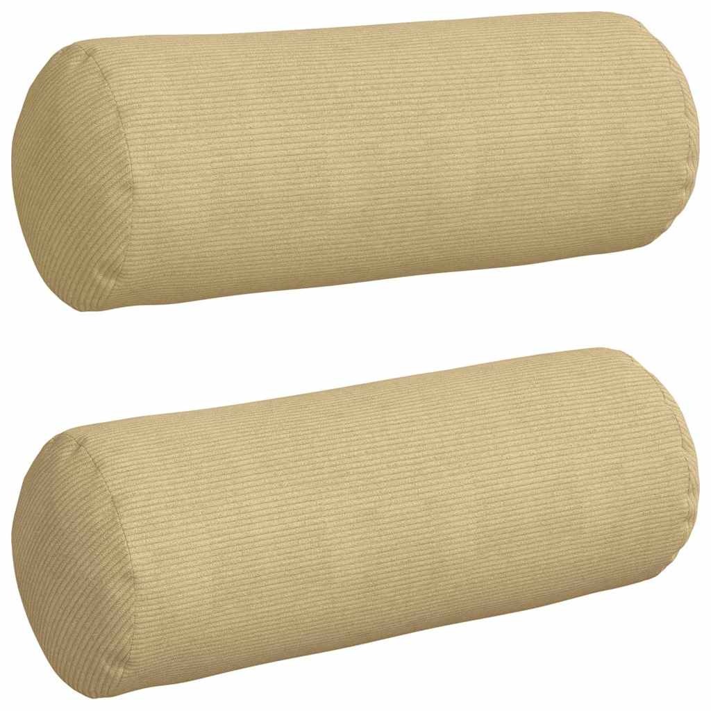 VidaXL Bolster Kussens 2 pcs Grijs groen Ø 25 x 70 cm Katoen Stof
