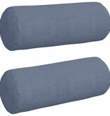VidaXL Bolster Kussens 2 pcs Blauw Ø 25 x 70 cm Katoen Stof