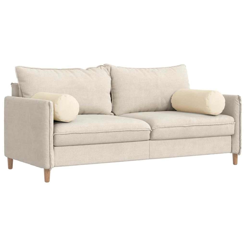 VidaXL Bolster Kussens 2 pcs Crème Ø 25 x 70 cm Katoen Stof