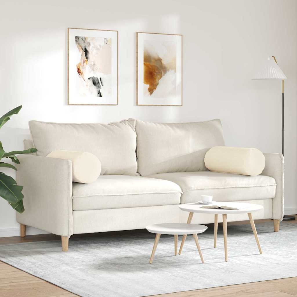 VidaXL Bolster Kussens 2 pcs Crème Ø 25 x 70 cm Katoen Stof