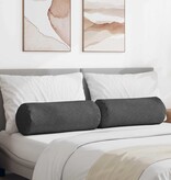 VidaXL Bolster Kussens 2 pcs Donkergrijs Ø 25 x 70 cm Katoen Stof