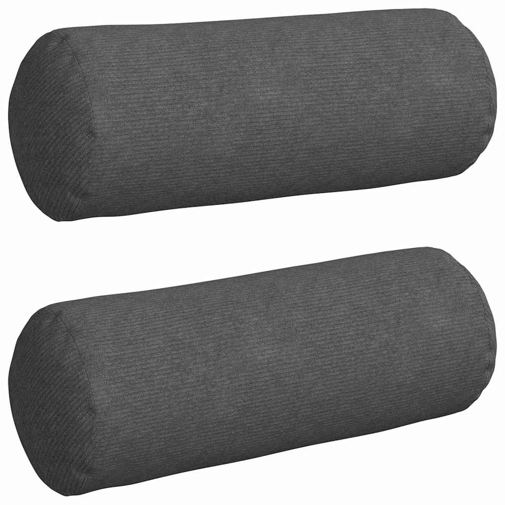 VidaXL Bolster Kussens 2 pcs Donkergrijs Ø 25 x 70 cm Katoen Stof