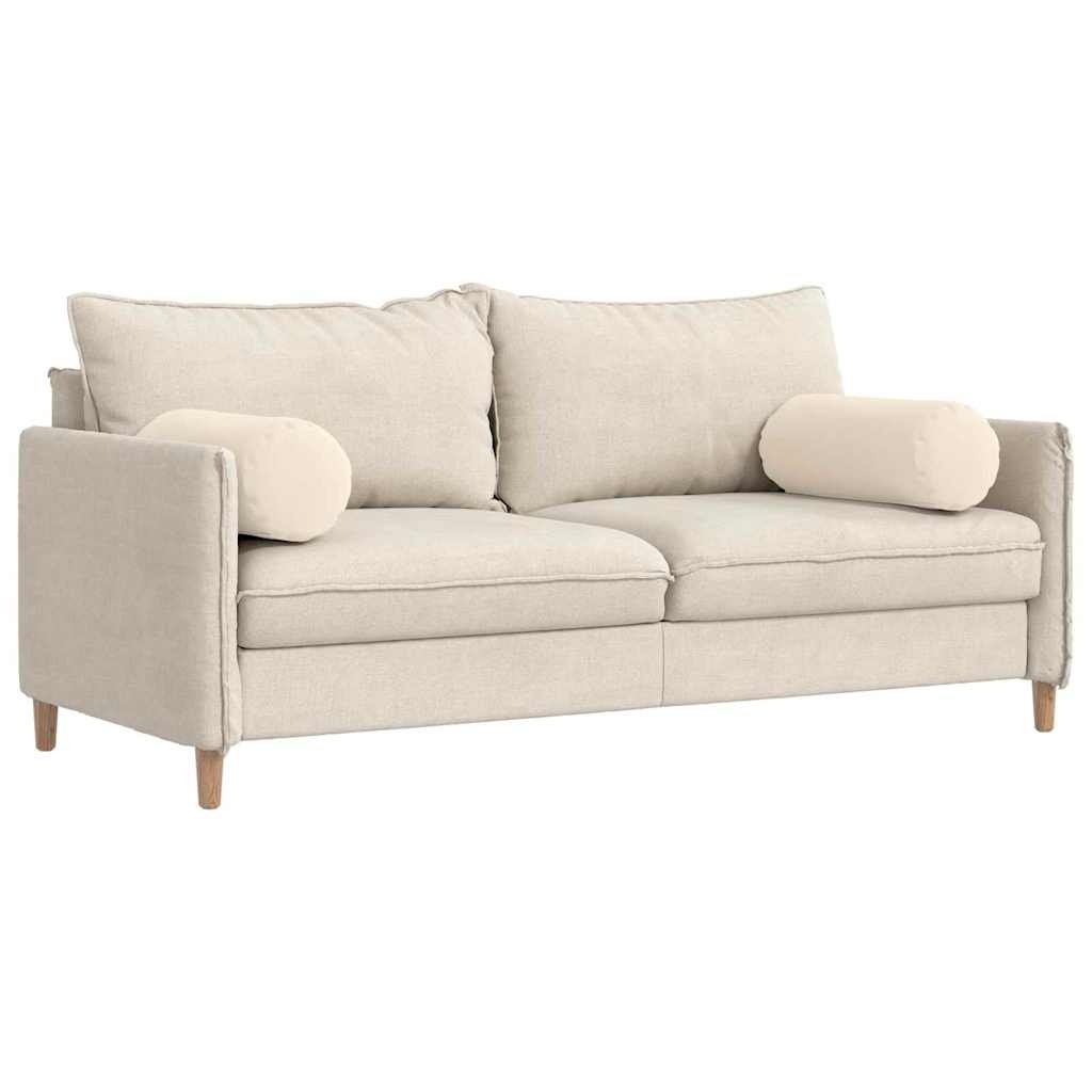 VidaXL Bolster Kussens 2 pcs Beige Ø 25 x 70 cm Microvezel Stof