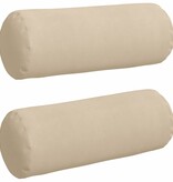 VidaXL Bolster Kussens 2 pcs Crème Ø 25 x 70 cm Microvezel Stof