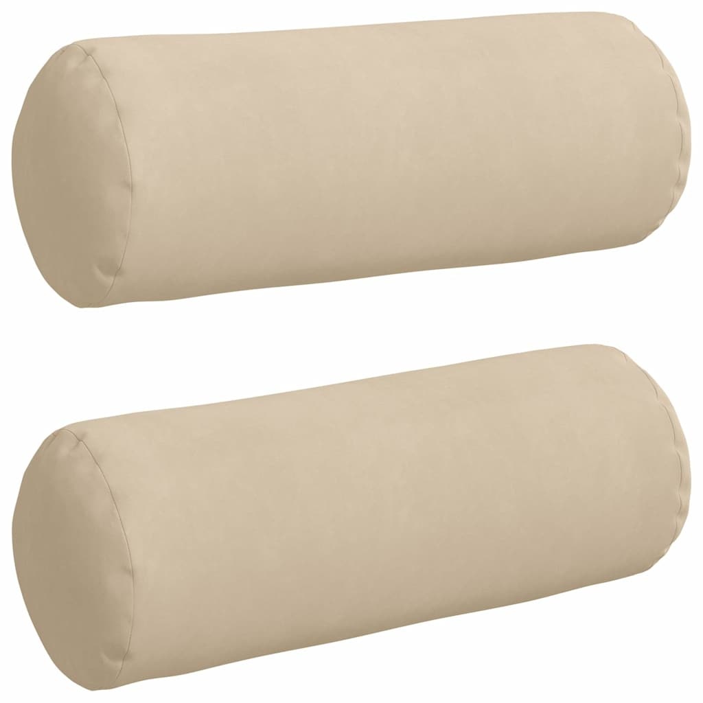 VidaXL Bolster Kussens 2 pcs Crème Ø 25 x 70 cm Microvezel Stof