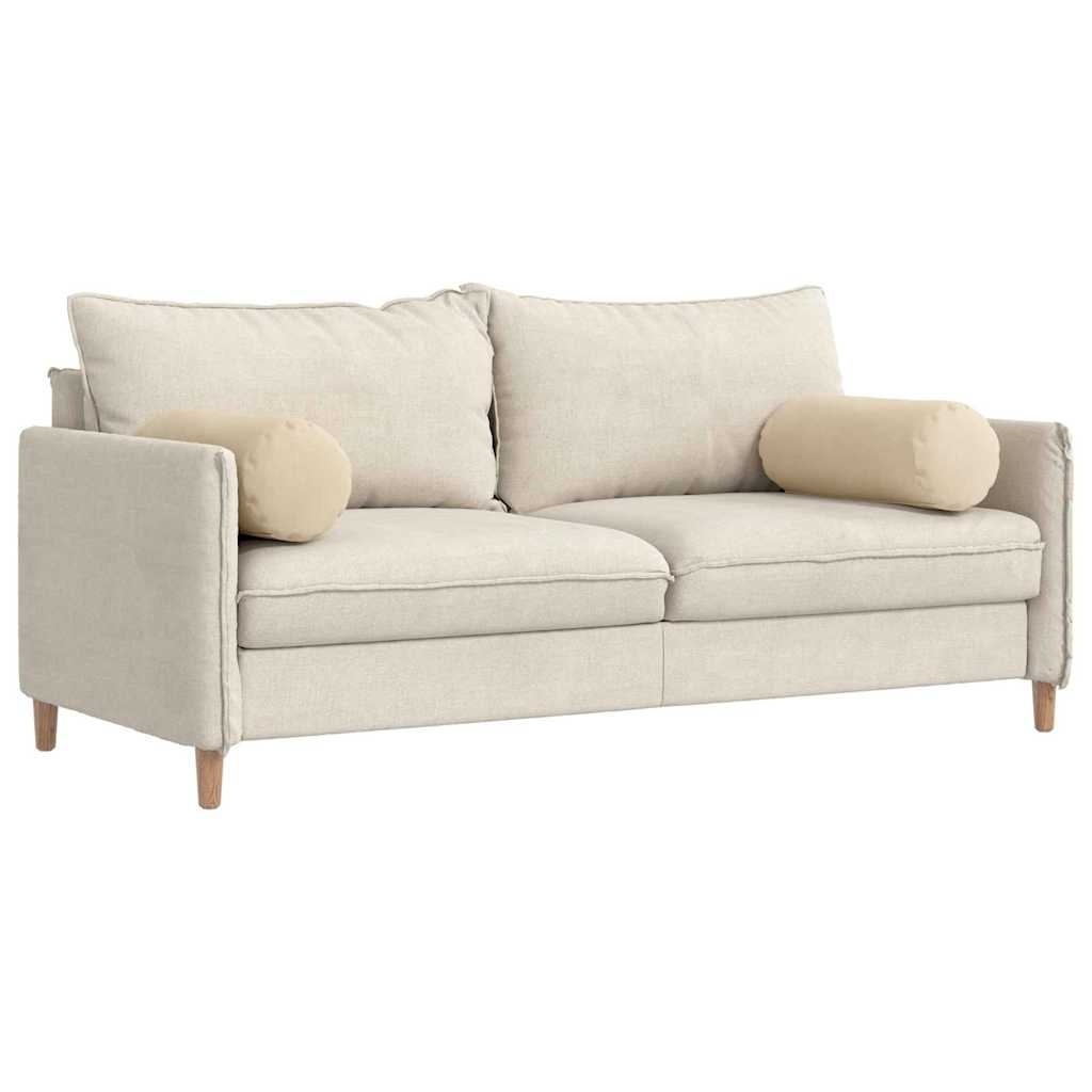 VidaXL Bolster Kussens 2 pcs Crème Ø 25 x 70 cm Microvezel Stof