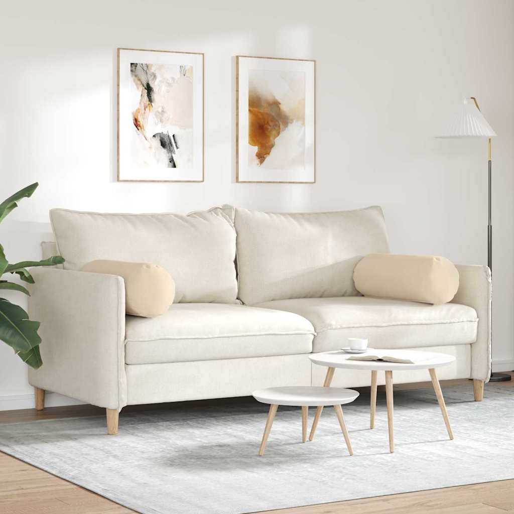 VidaXL Bolster Kussens 2 pcs Crème Ø 25 x 70 cm Microvezel Stof